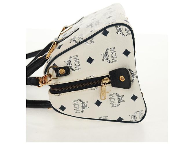 Borsa Boston MCM Logogram Vicetos in pelle PVC 2 in 1 bianca e oro Auth 159053 Bianco D'oro - vista 3
