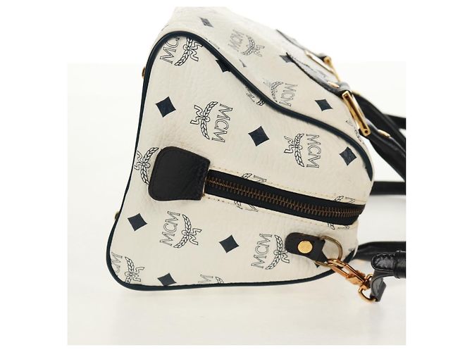 Borsa Boston MCM Logogram Vicetos in pelle PVC 2 in 1 bianca e oro Auth 159053 Bianco D'oro - vista 4
