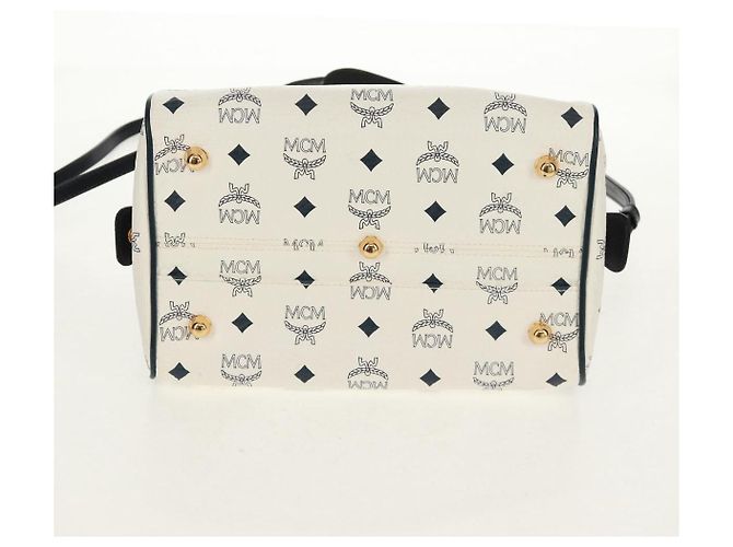 Borsa Boston MCM Logogram Vicetos in pelle PVC 2 in 1 bianca e oro Auth 159053 Bianco D'oro - vista 5