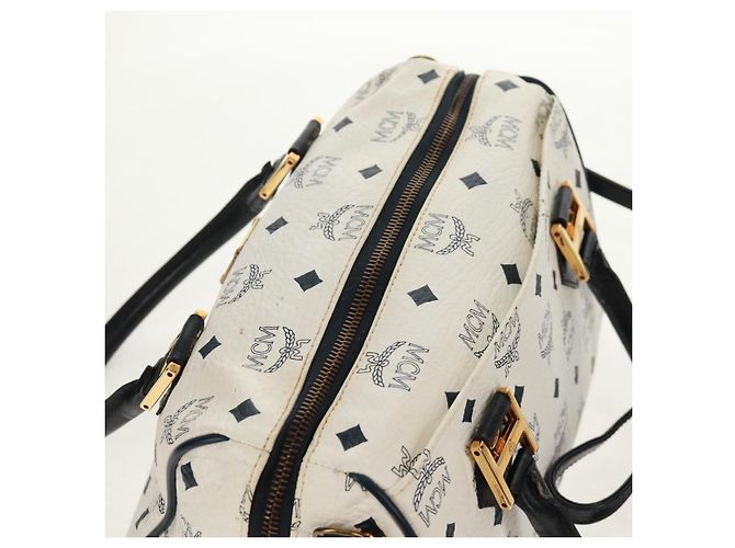 Borsa Boston MCM Logogram Vicetos in pelle PVC 2 in 1 bianca e oro Auth 159053 Bianco D'oro - vista 6