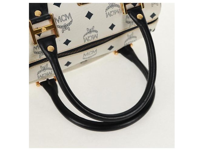 Borsa Boston MCM Logogram Vicetos in pelle PVC 2 in 1 bianca e oro Auth 159053 Bianco D'oro - vista 7