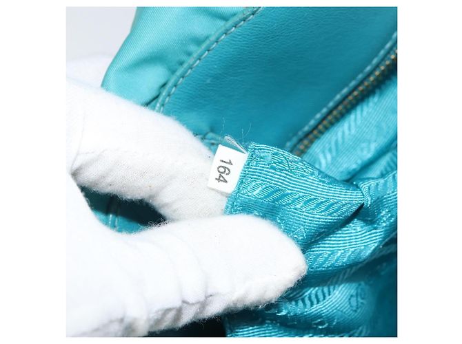 PRADA Bolso de mano de nailon azul claro dorado Auth ka1374 - vista 12