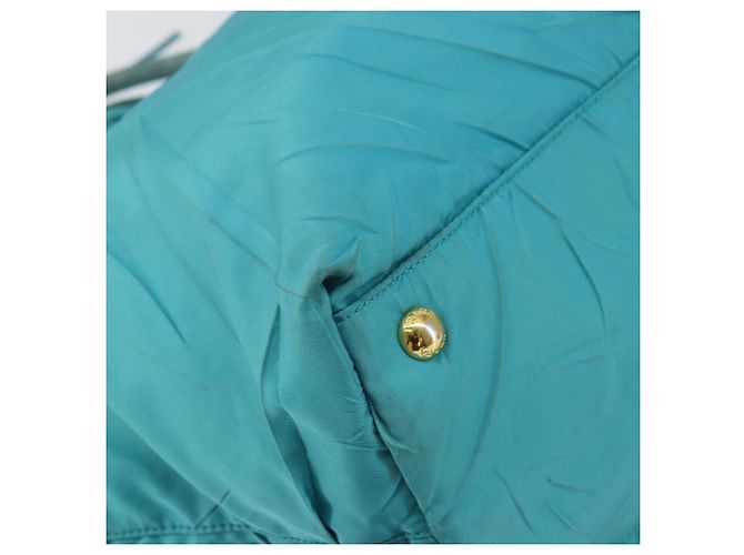 PRADA Bolso de mano de nailon azul claro dorado Auth ka1374 - vista 14