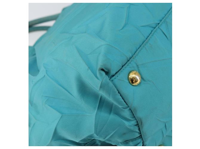 PRADA Bolso de mano de nailon azul claro dorado Auth ka1374 - vista 16