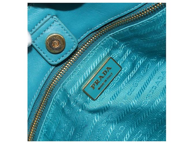 PRADA Bolso de mano de nailon azul claro dorado Auth ka1374 - vista 18