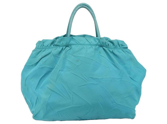 PRADA Bolso de mano de nailon azul claro dorado Auth ka1374 - vista 2