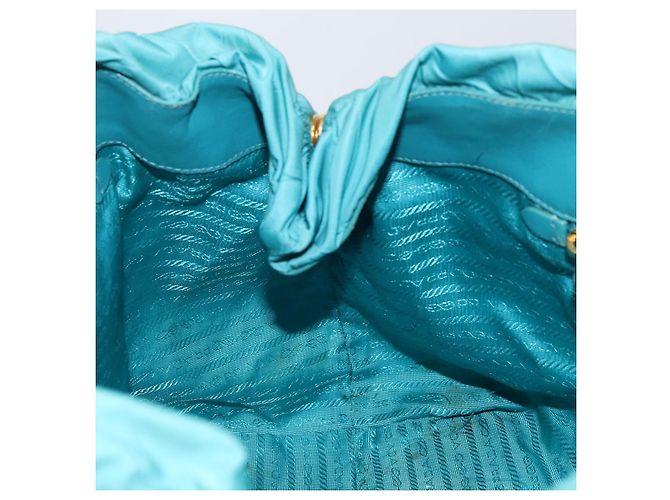 PRADA Bolso de mano de nailon azul claro dorado Auth ka1374 - vista 20