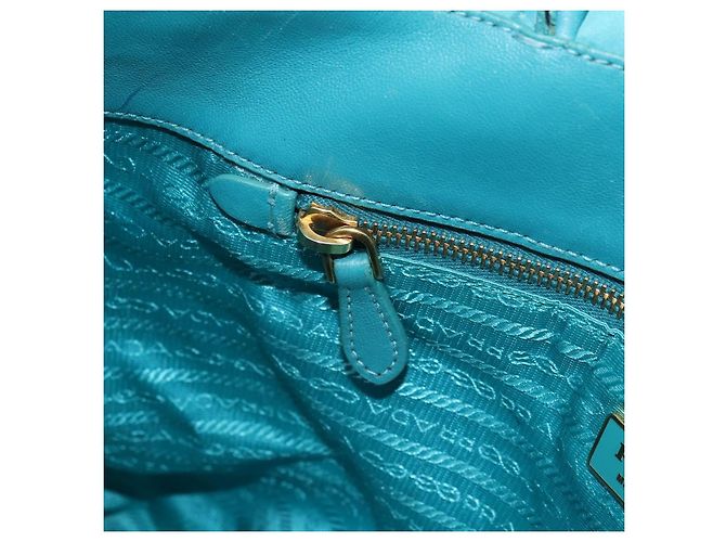 PRADA Bolso de mano de nailon azul claro dorado Auth ka1374 - vista 21