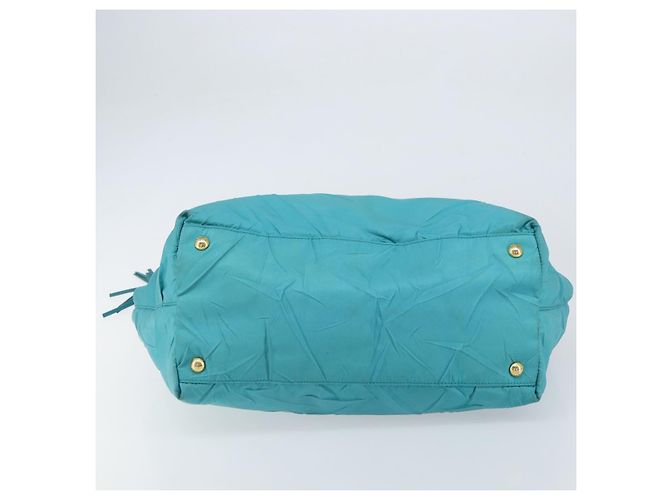PRADA Bolso de mano de nailon azul claro dorado Auth ka1374 - vista 5