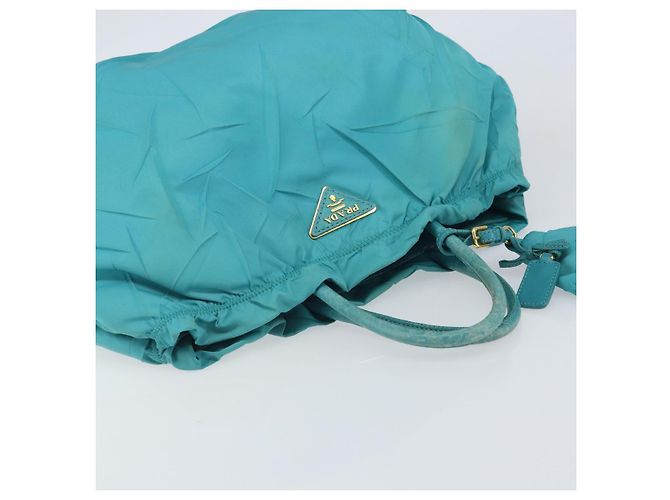 PRADA Bolso de mano de nailon azul claro dorado Auth ka1374 - vista 6