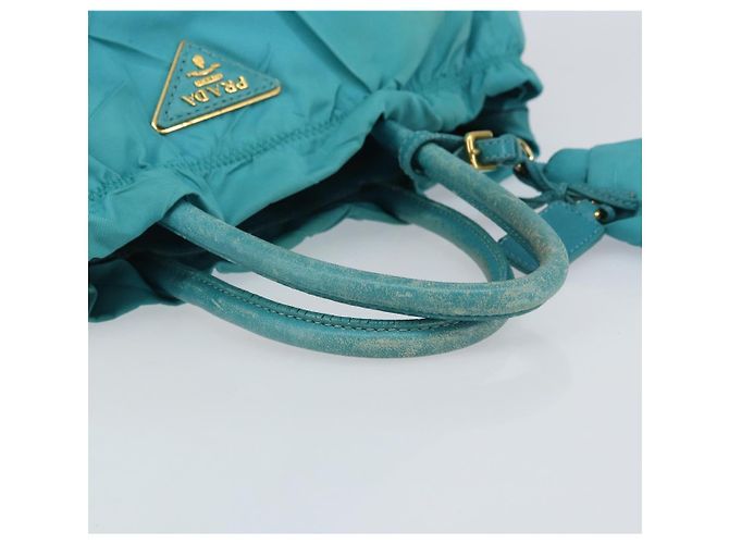 PRADA Bolso de mano de nailon azul claro dorado Auth ka1374 - vista 7