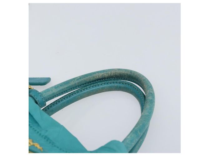 PRADA Bolso de mano de nailon azul claro dorado Auth ka1374 - vista 8