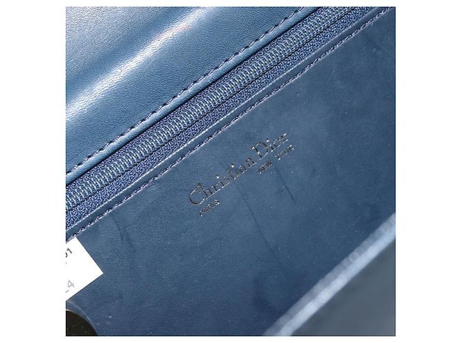 Borsa a spalla in pelle Christian Dior, blu navy e oro, autentica BA9389 D'oro - vista 18