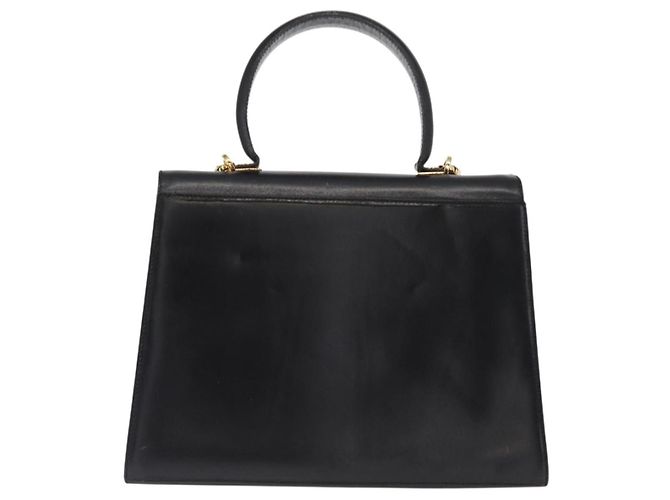 Borsa a mano in pelle Gancini Salvatore Ferragamo 2 in 1 Nero Oro Auth gh1484 - vista 2