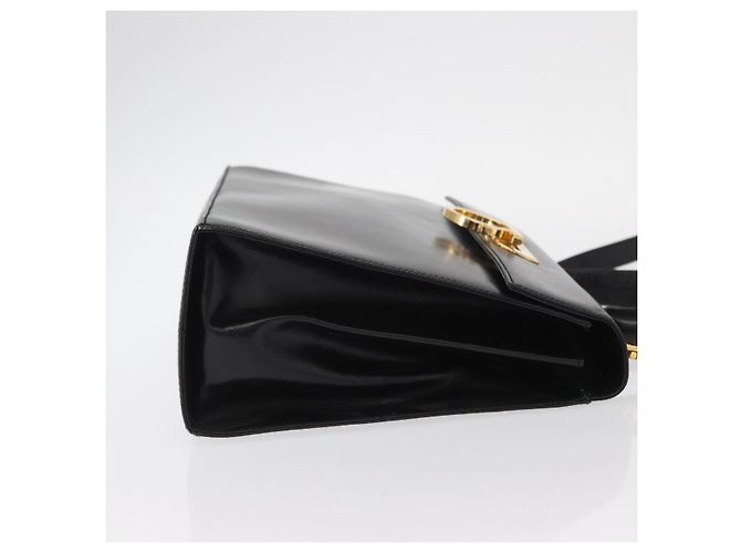 Borsa a mano in pelle Gancini Salvatore Ferragamo 2 in 1 Nero Oro Auth gh1484 - vista 3