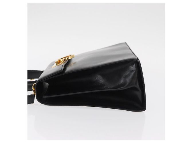 Borsa a mano in pelle Gancini Salvatore Ferragamo 2 in 1 Nero Oro Auth gh1484 - vista 4