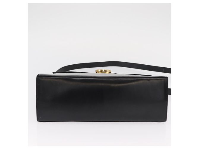 Borsa a mano in pelle Gancini Salvatore Ferragamo 2 in 1 Nero Oro Auth gh1484 - vista 5