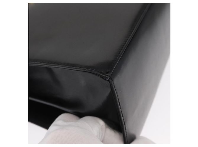Borsa a mano in pelle Gancini Salvatore Ferragamo 2 in 1 Nero Oro Auth gh1484 - vista 9