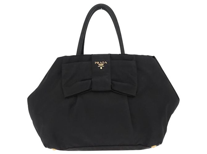 Ribbon PRADA Borsa a Mano in Nastro Nylon Nero Argento Auth 160092 - vista 13
