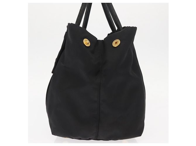 Ribbon PRADA Borsa a Mano in Nastro Nylon Nero Argento Auth 160092 - vista 3