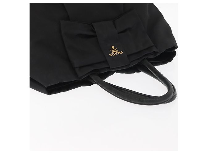 Ribbon PRADA Borsa a Mano in Nastro Nylon Nero Argento Auth 160092 - vista 6