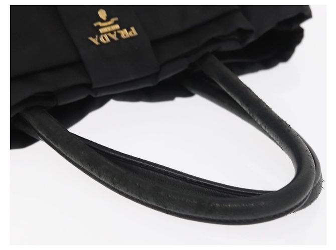 Ribbon PRADA Borsa a Mano in Nastro Nylon Nero Argento Auth 160092 - vista 7