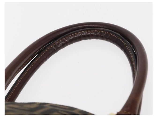 Borsa a mano in tela Zucca FENDI nera e marrone Auth 158911 Nero - vista 14
