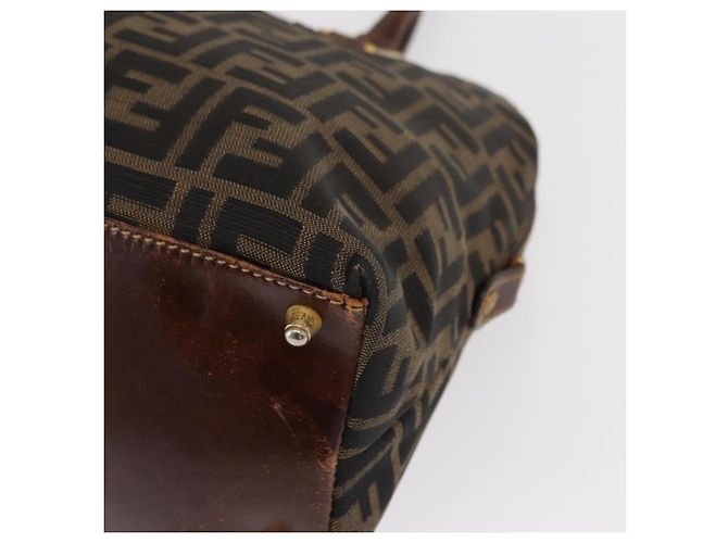 Borsa a mano in tela Zucca FENDI nera e marrone Auth 158911 Nero - vista 15