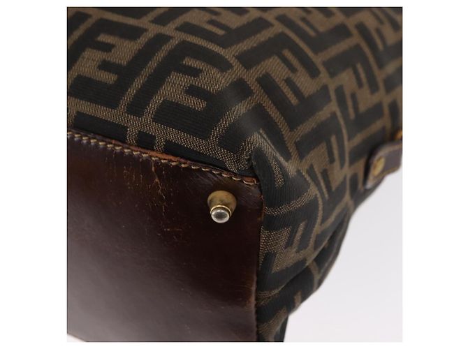 Borsa a mano in tela Zucca FENDI nera e marrone Auth 158911 Nero - vista 17