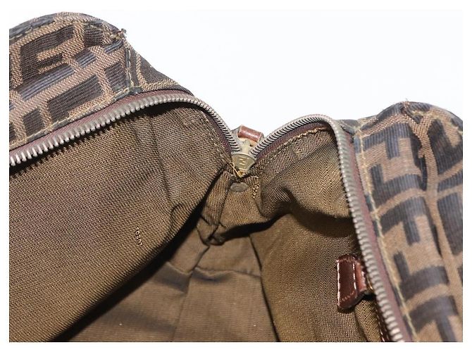 Borsa a mano in tela Zucca FENDI nera e marrone Auth 158911 Nero - vista 20