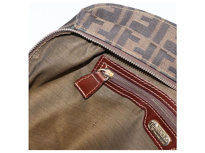 Borsa a mano in tela Zucca FENDI nera e marrone Auth 158911 Nero - vista 21