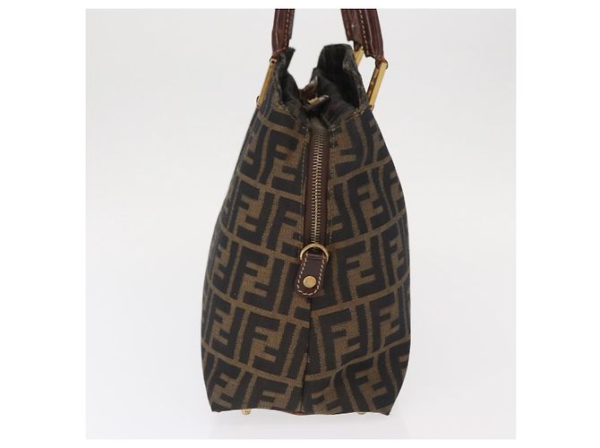 Borsa a mano in tela Zucca FENDI nera e marrone Auth 158911 Nero - vista 3