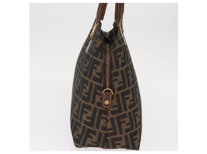 Borsa a mano in tela Zucca FENDI nera e marrone Auth 158911 Nero - vista 4