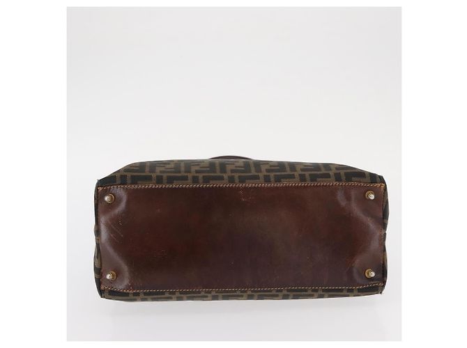 Borsa a mano in tela Zucca FENDI nera e marrone Auth 158911 Nero - vista 5