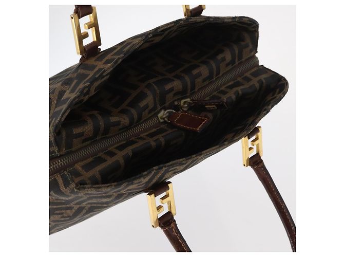 Borsa a mano in tela Zucca FENDI nera e marrone Auth 158911 Nero - vista 6