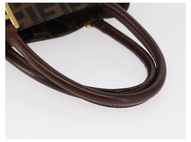 Borsa a mano in tela Zucca FENDI nera e marrone Auth 158911 Nero - vista 7