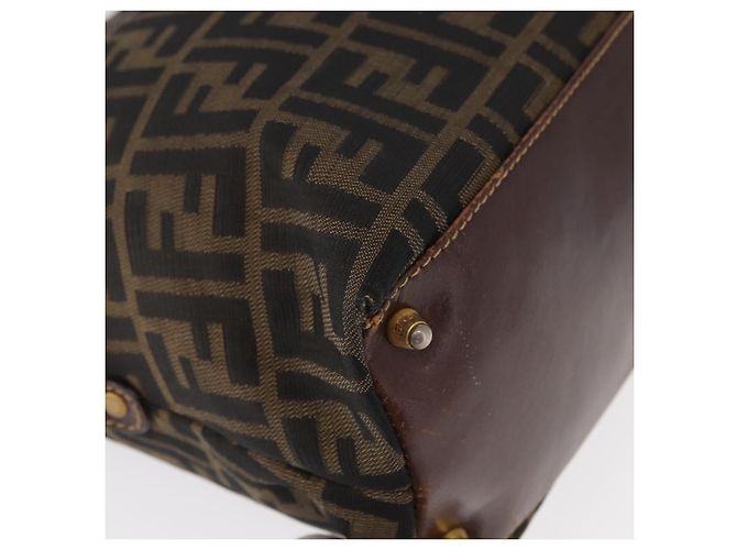 Borsa a mano in tela Zucca FENDI nera e marrone Auth 158911 Nero - vista 8