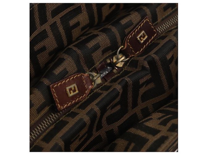 Borsa a mano in tela Zucca FENDI nera e marrone Auth 158911 Nero - vista 9