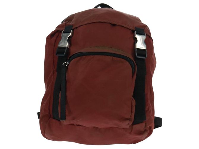 PRADA Backpack Nylon Red Silver Auth bs32073 Silvery - view 13