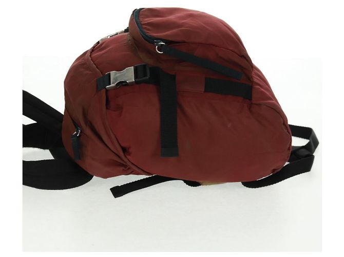 PRADA Backpack Nylon Red Silver Auth bs32073 Silvery - view 3