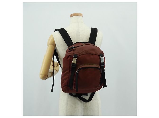 PRADA Backpack Nylon Red Silver Auth bs32073 Silvery - view 31