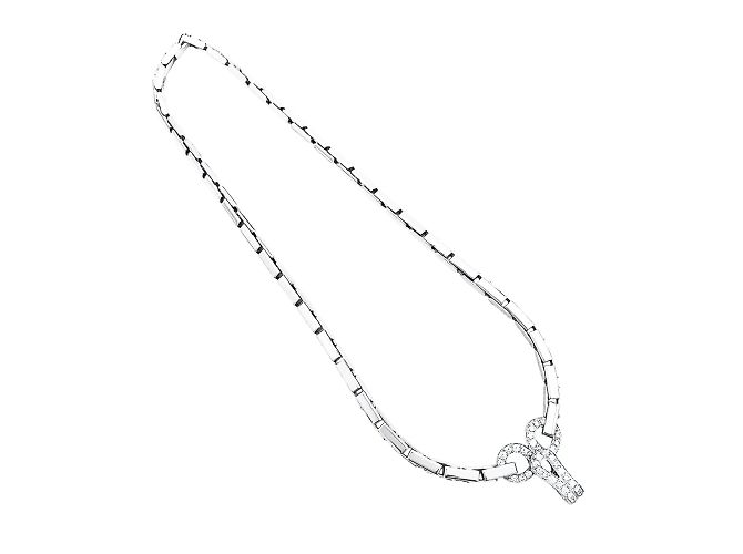 Collana Cartier 'Agrafe' in oro bianco e diamanti. - vista 3