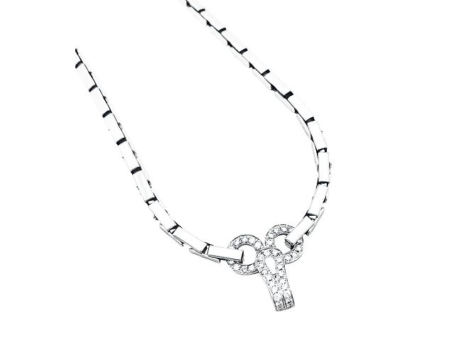 Collana Cartier 'Agrafe' in oro bianco e diamanti. - vista 4
