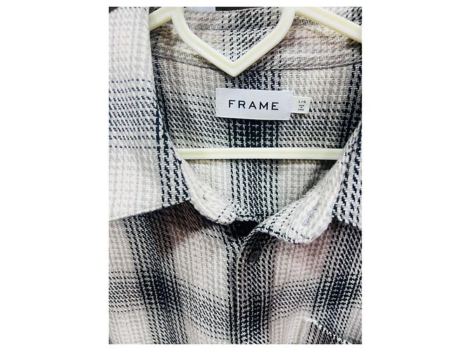 Autre Marque Camicia in flanella a quadri FRAME Grigia e Nera - vista 2