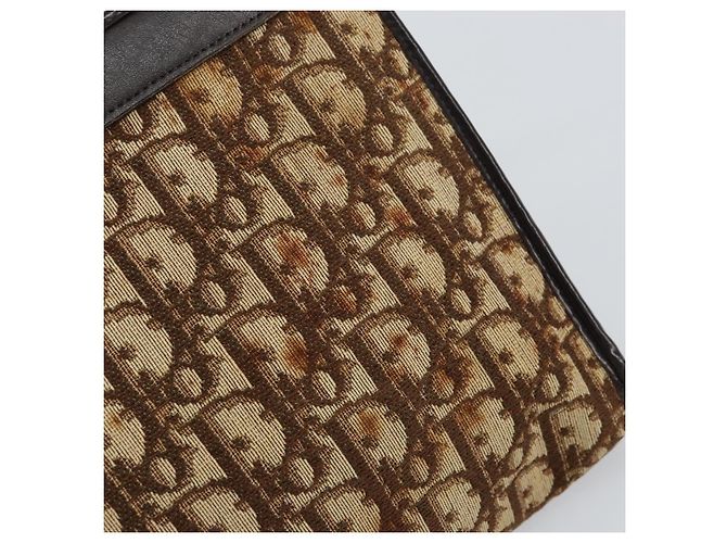 Borsa a Spalla in Tela Trotter Christian Dior Beige Oro Auth 158032 D'oro - vista 10