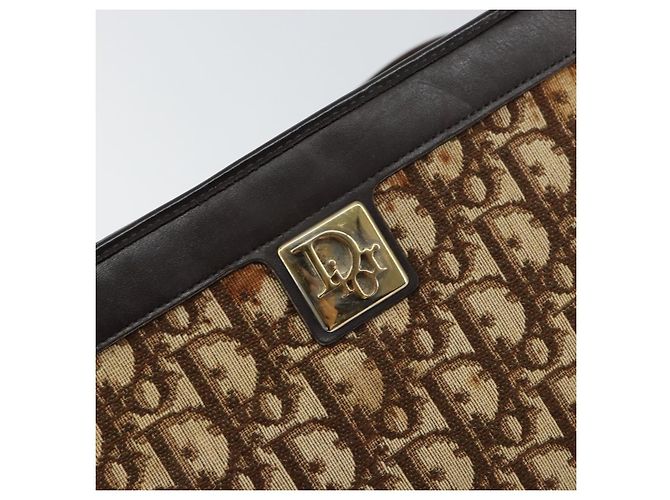 Borsa a Spalla in Tela Trotter Christian Dior Beige Oro Auth 158032 D'oro - vista 17