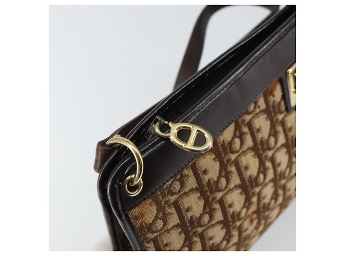 Borsa a Spalla in Tela Trotter Christian Dior Beige Oro Auth 158032 D'oro - vista 18