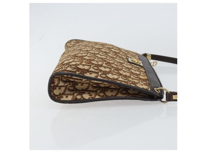 Borsa a Spalla in Tela Trotter Christian Dior Beige Oro Auth 158032 D'oro - vista 3