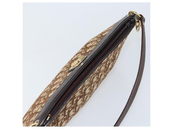 Borsa a Spalla in Tela Trotter Christian Dior Beige Oro Auth 158032 D'oro - vista 6