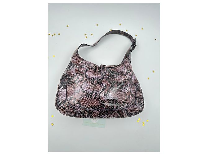 Autre Marque Gucci Jackie Hobo em Couro Estampado de Píton – Vintage Rosa - vista 14